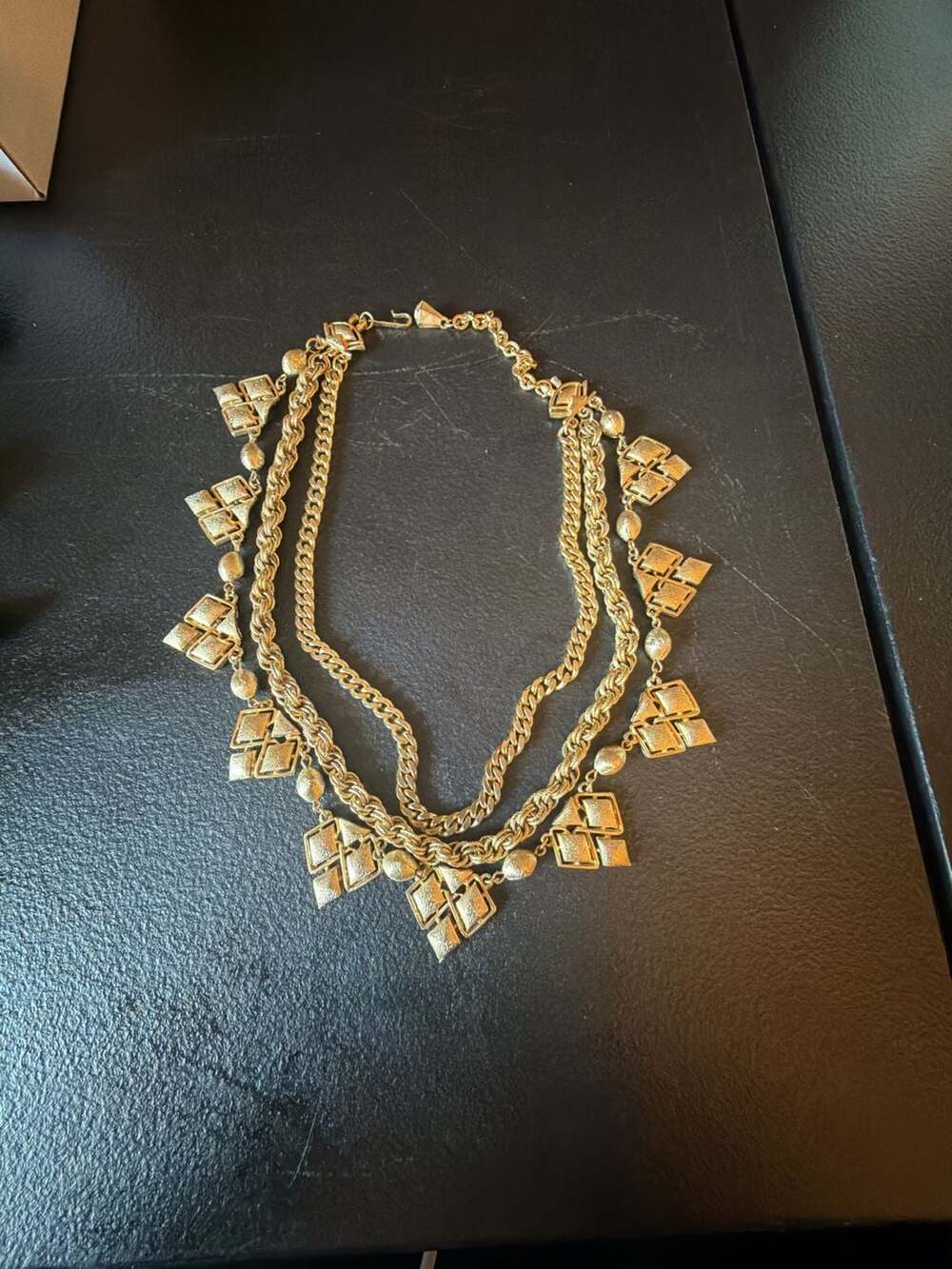 Vintage Coro Gold Tone Multi Strand Statement Necklace